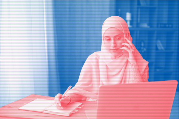 A woman in a hijab.