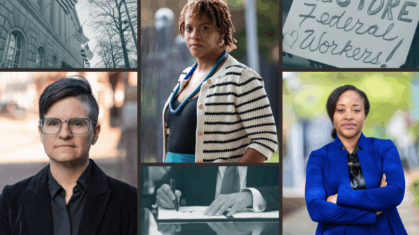 Three women federal workers in power poses