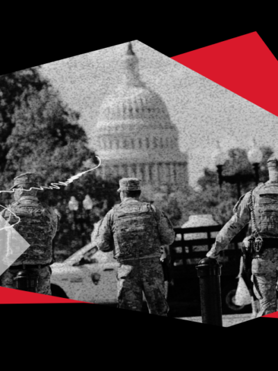 National guard agents stationed in front of the U.S. capitol