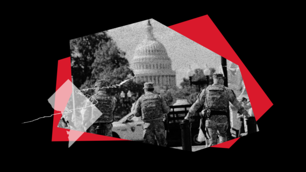 National guard agents stationed in front of the U.S. capitol