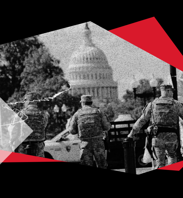 National guard agents stationed in front of the U.S. capitol