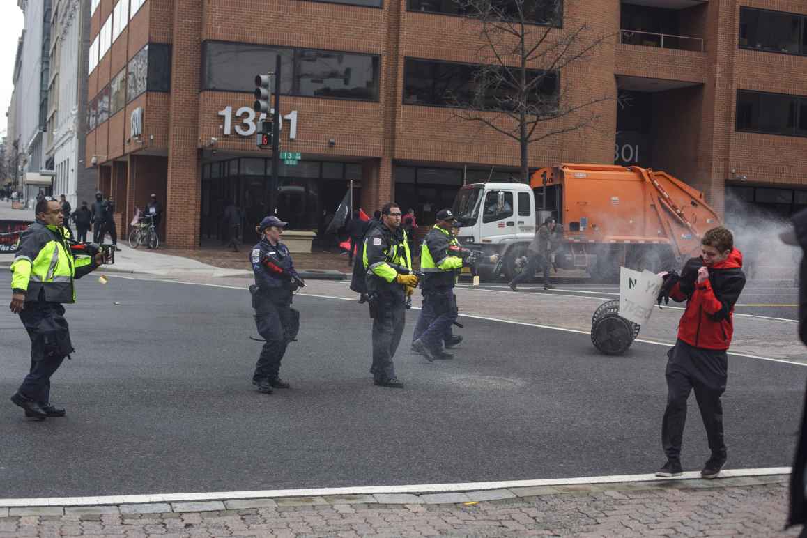 Inauguration Protester Pepper-Sprayed by MPD 