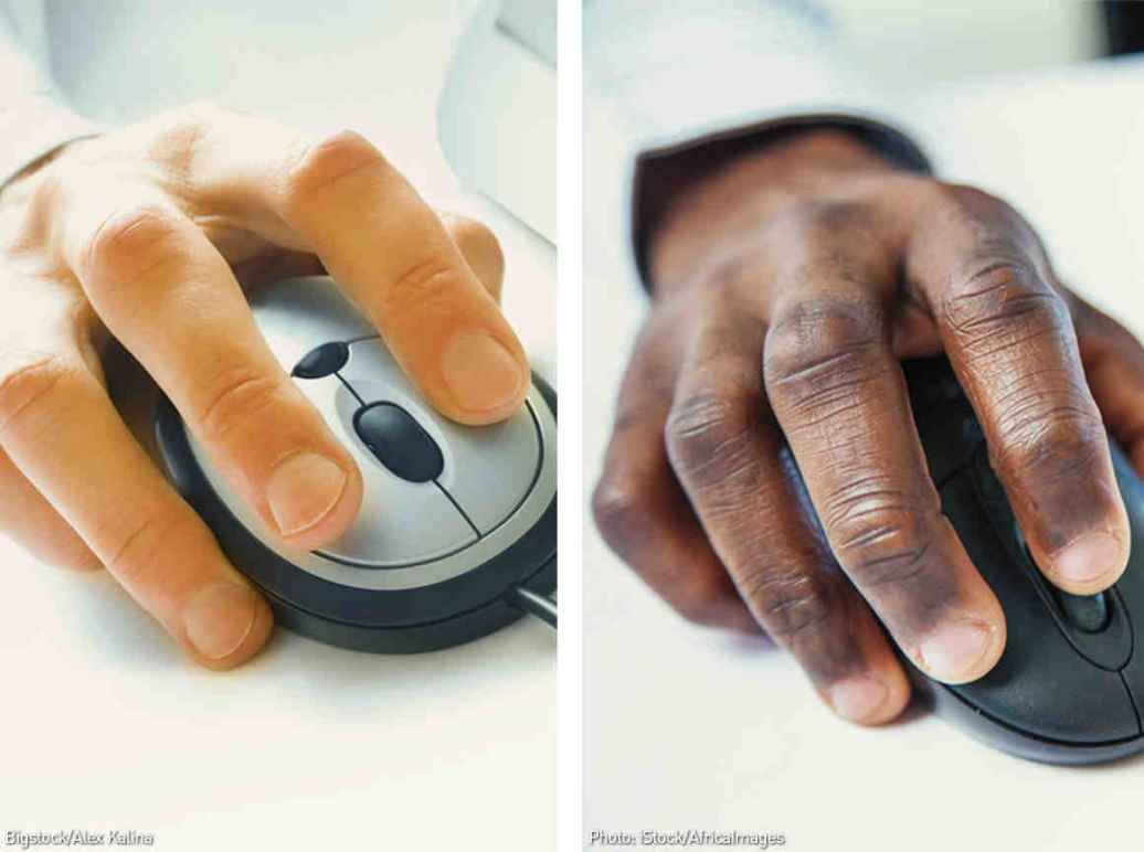 hands controlling computer mice