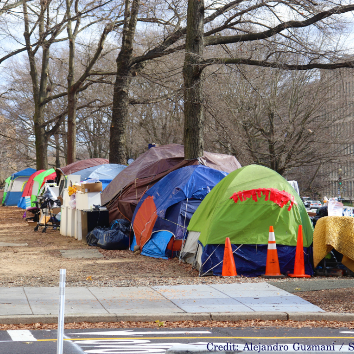 Washington DC - USA - January 17 2021: Homeless tents in Washington DC area.